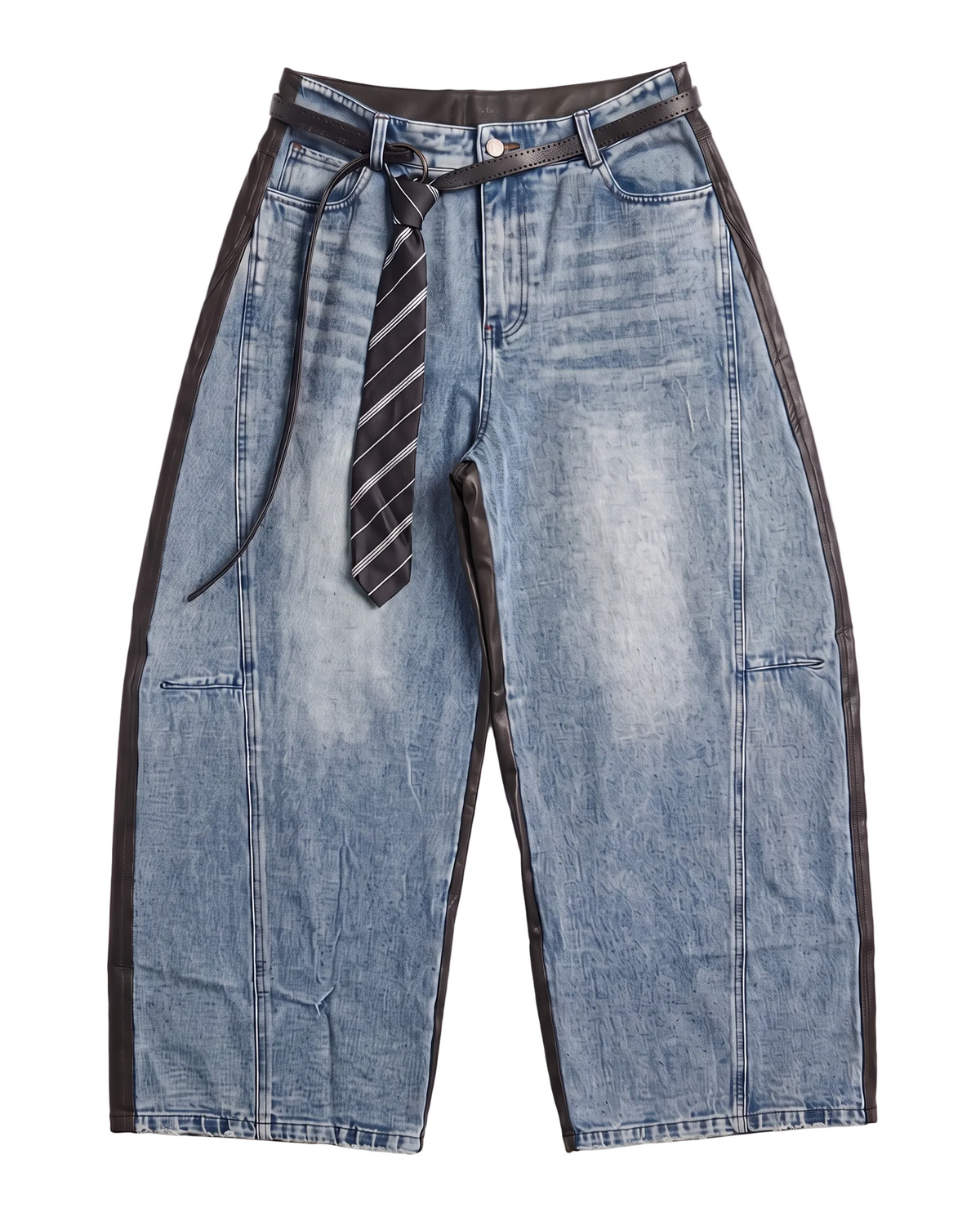 Hanamachi Leather-Piped Tie Denim