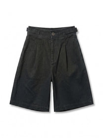 Washed Denim Utility Tailored Shorts