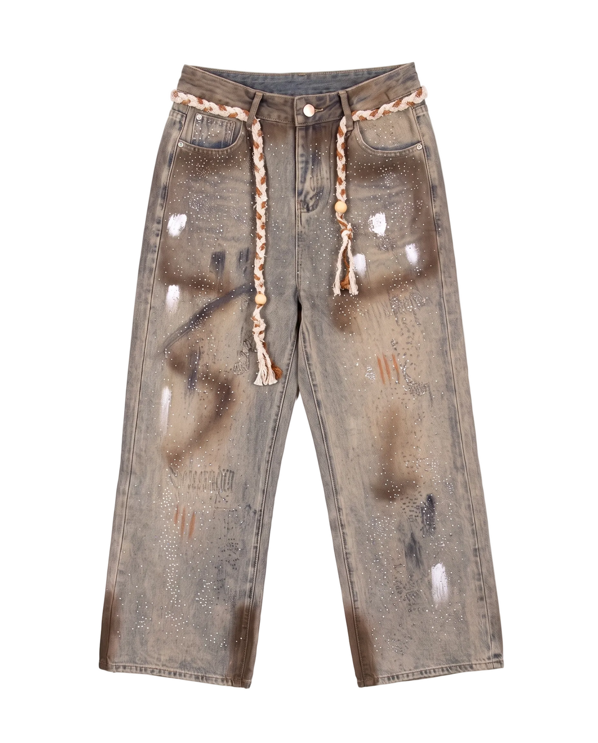Shifen Distressed Celestial Belted Denim