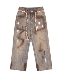 Shifen Distressed Celestial Belted Denim