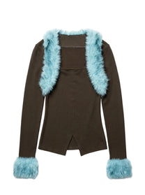 Gyaru Fur-Trim Sweater