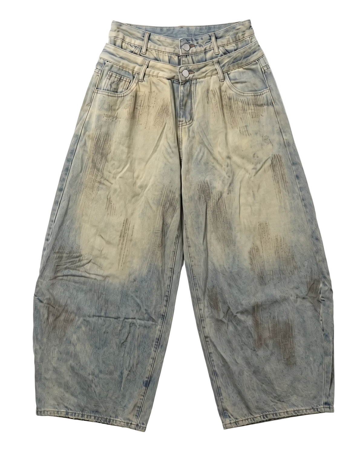 Tamsui Double-Waistband Mud-Wash Denim