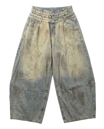 Tamsui Double-Waistband Mud-Wash Denim
