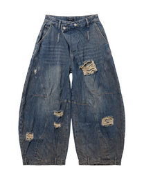 Ximending Asymmetric Distressed Curved Denim