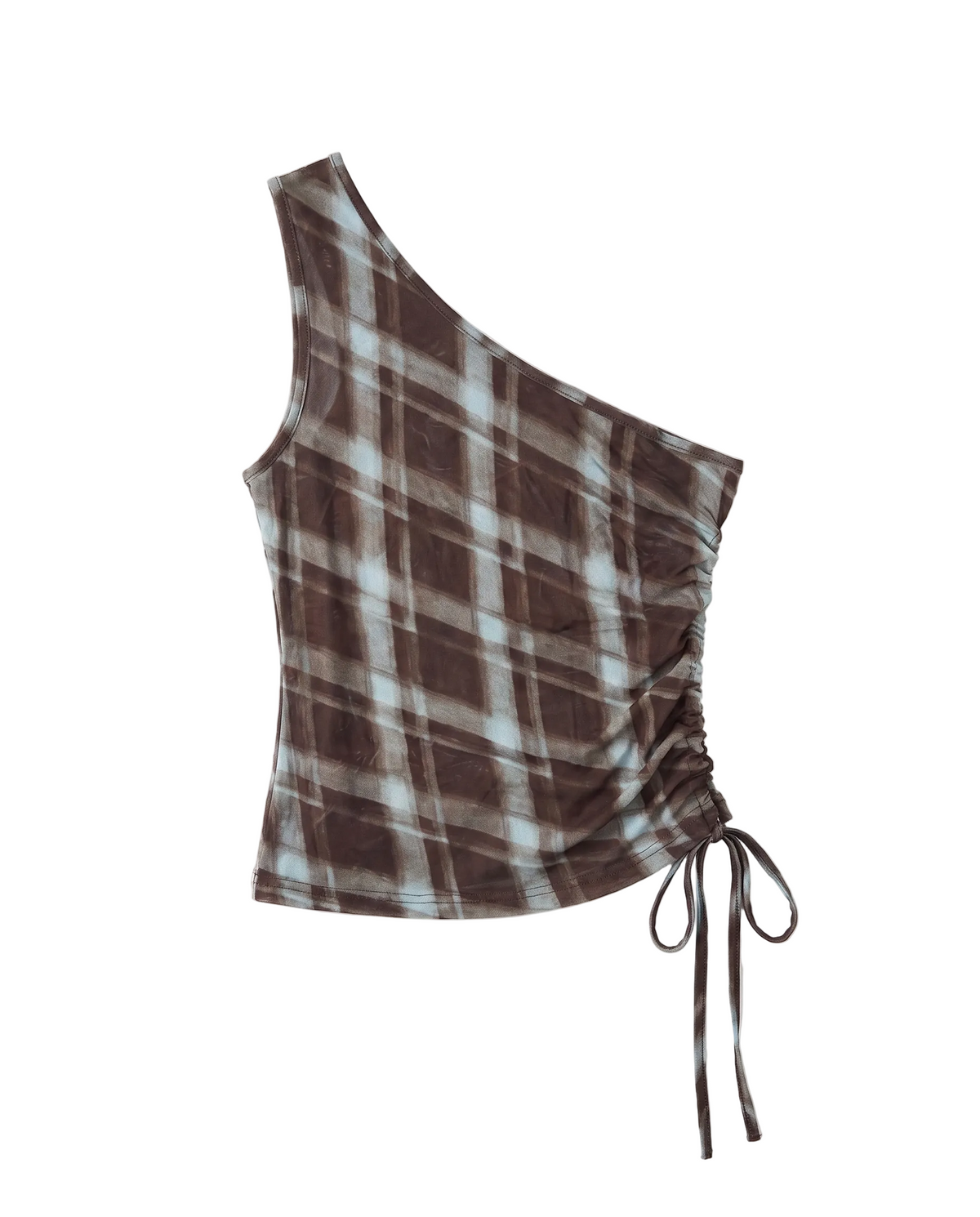 Seongsu Asymmetric Blurred Plaid Top