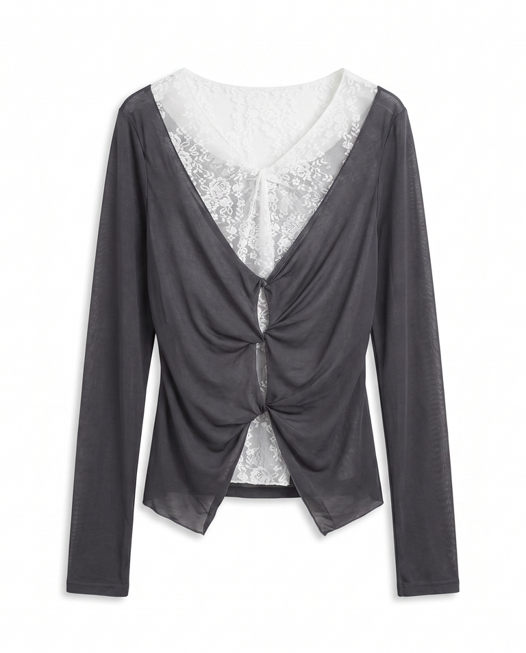 Garosu-gil Twisted Lace Layered Top
