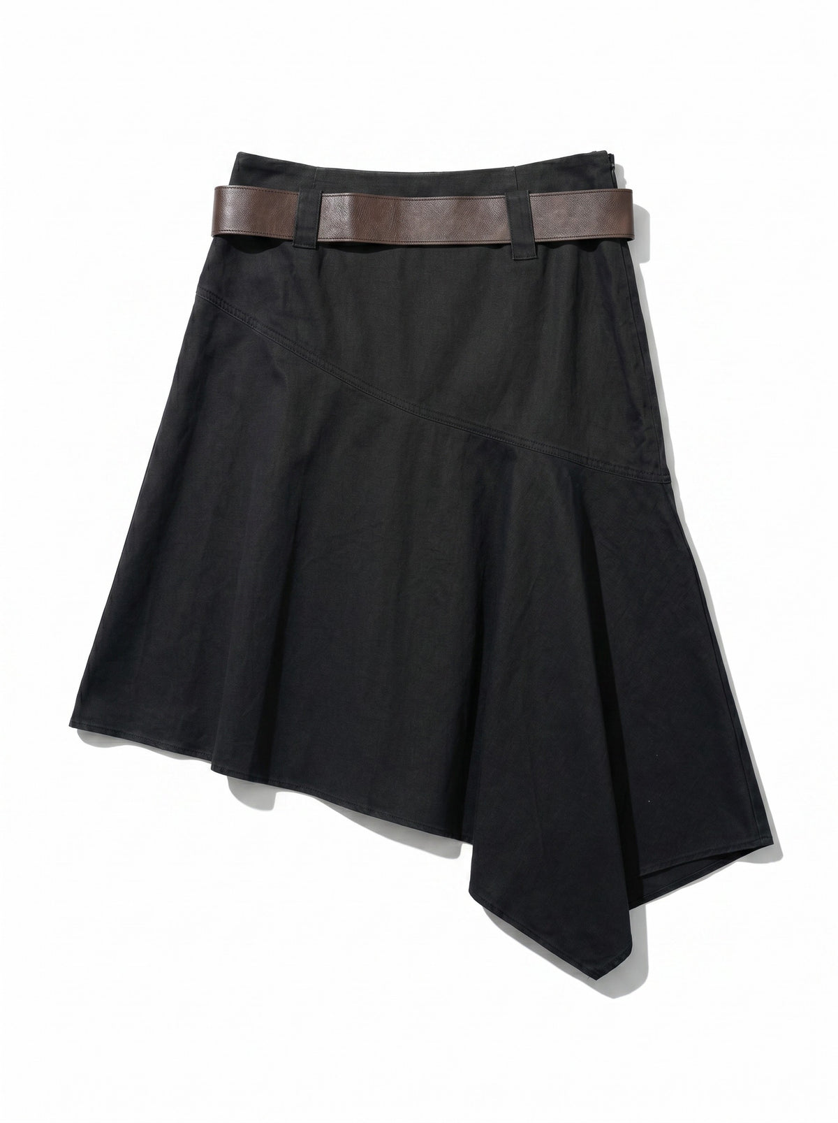 Asymmetric Denim Midi Skirt