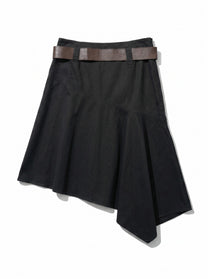 Asymmetric Denim Midi Skirt