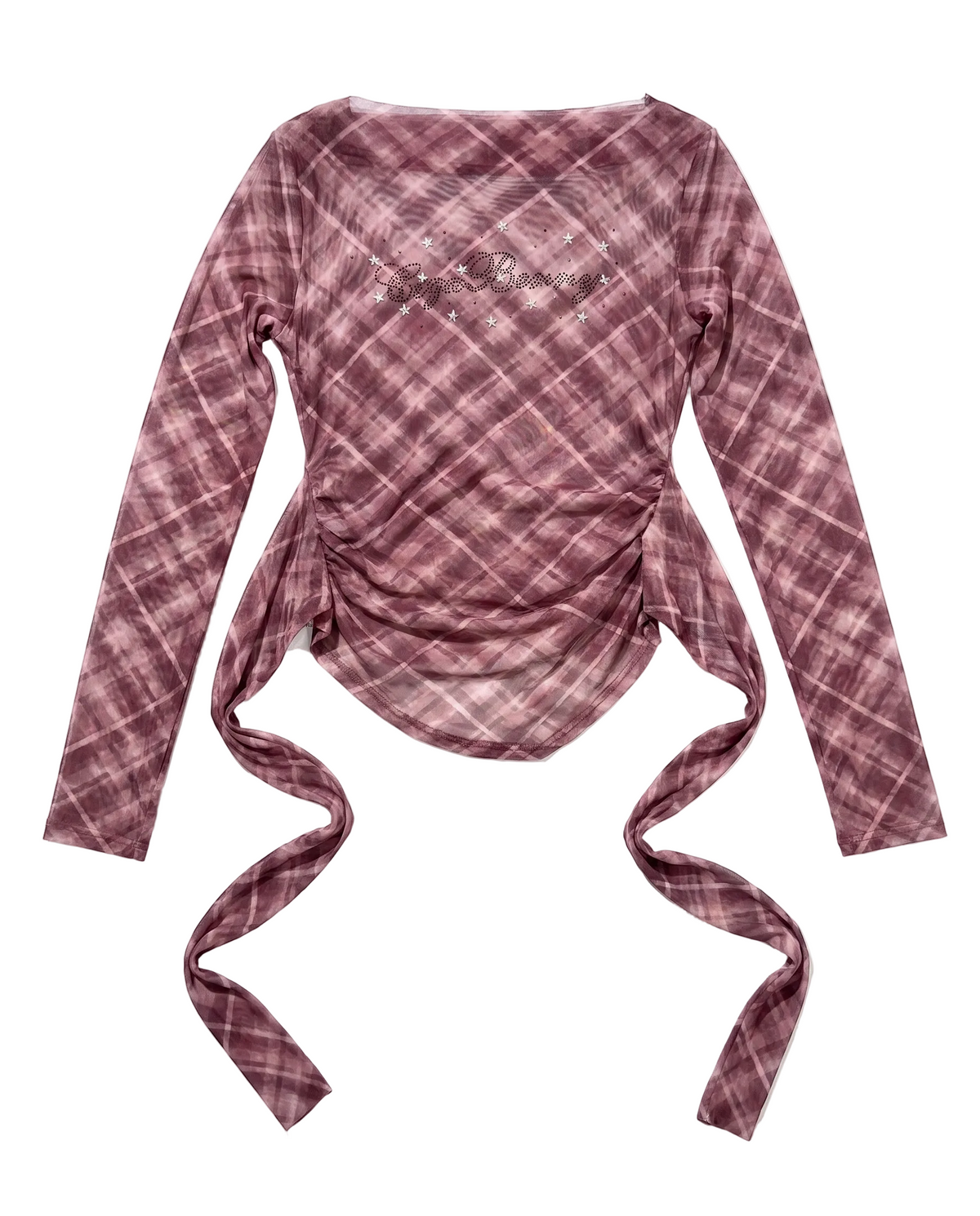 Harajuku Ruched Star Mesh Long-Sleeve