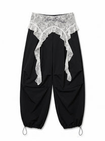 Avant-Garde Lace Overlay Trousers