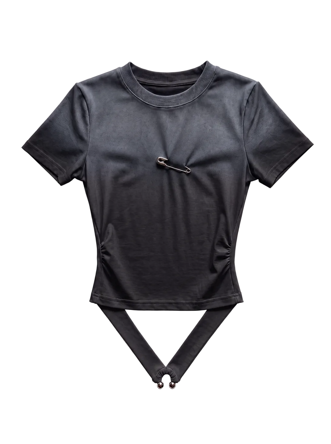 Akihabara Safety-Pin Strap Crop Tee - Negro