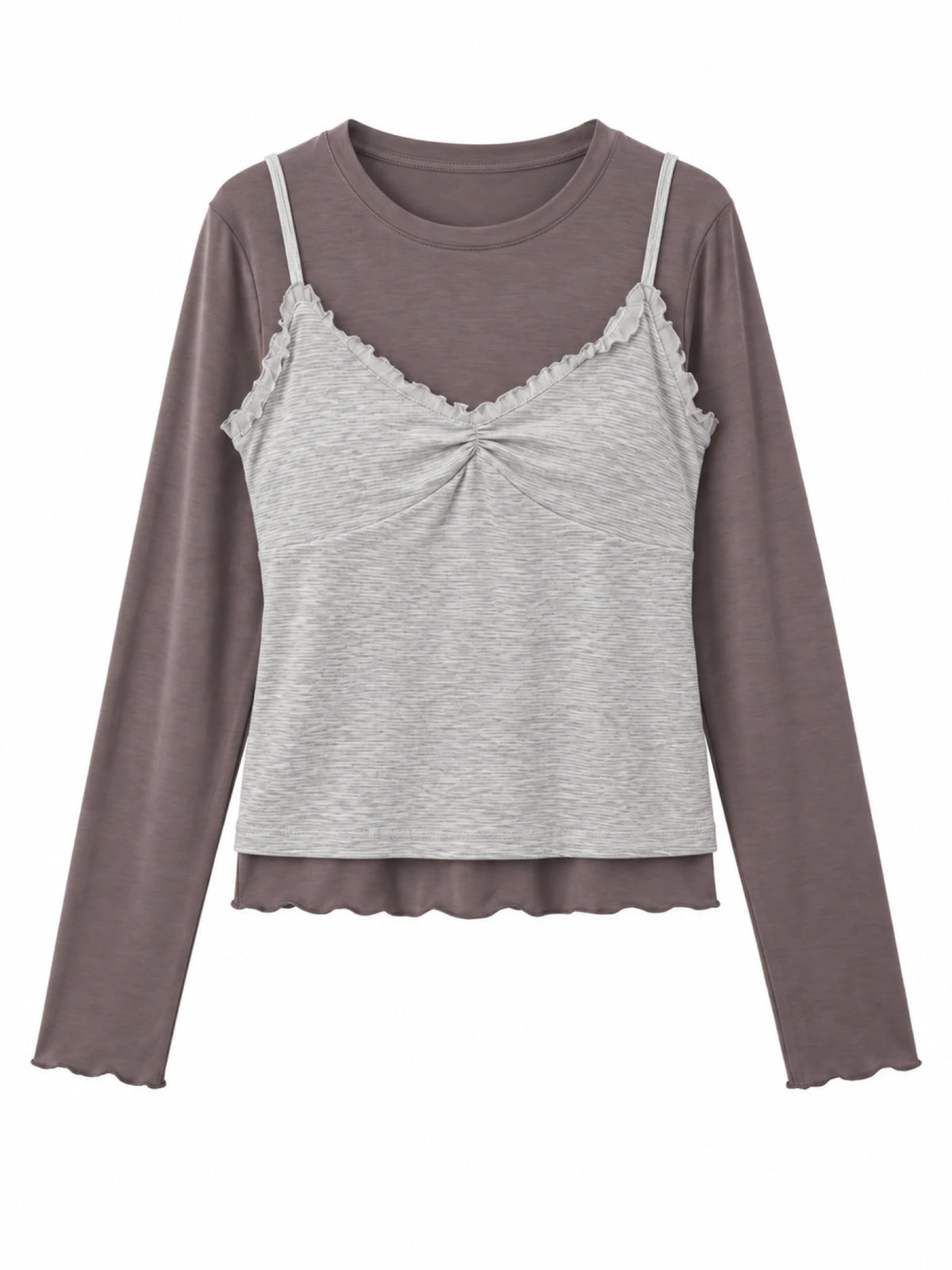 Busan set - cami gris y franela manga larga