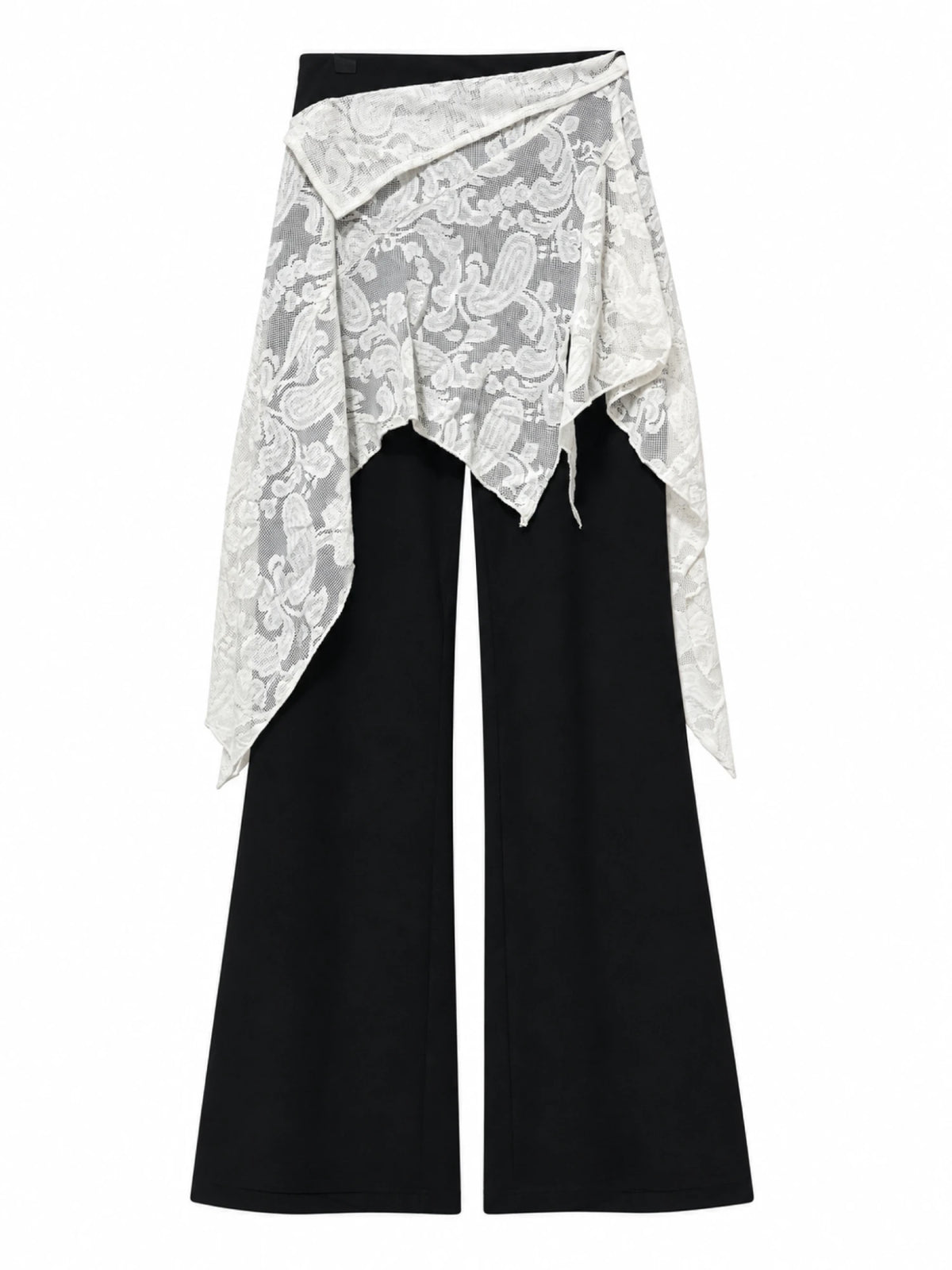 Euljiro Asymmetric Lace-Overlay Trousers - Blanco