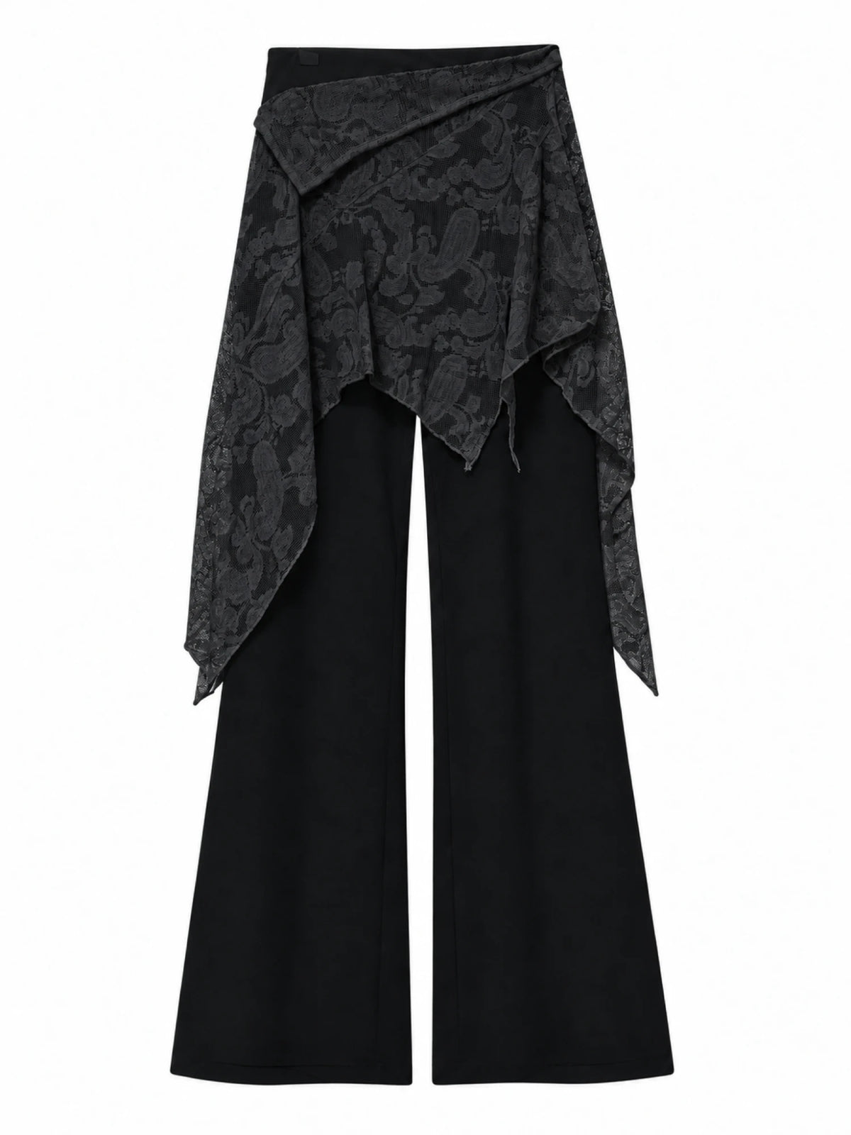 Euljiro Asymmetric Lace-Overlay Trousers - Negro