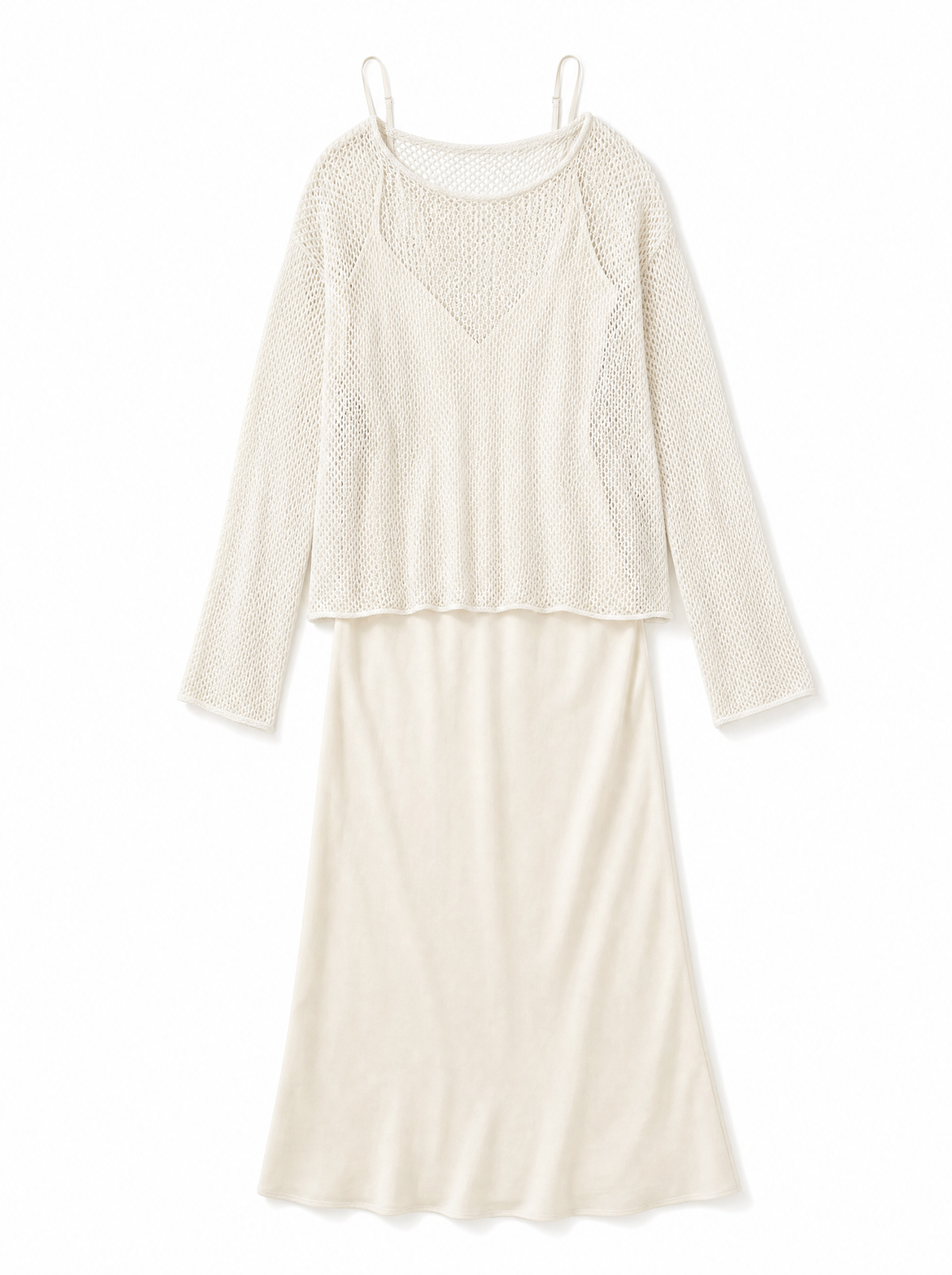 Mesh Open-Knit Layering Dress &amp; Coat Set