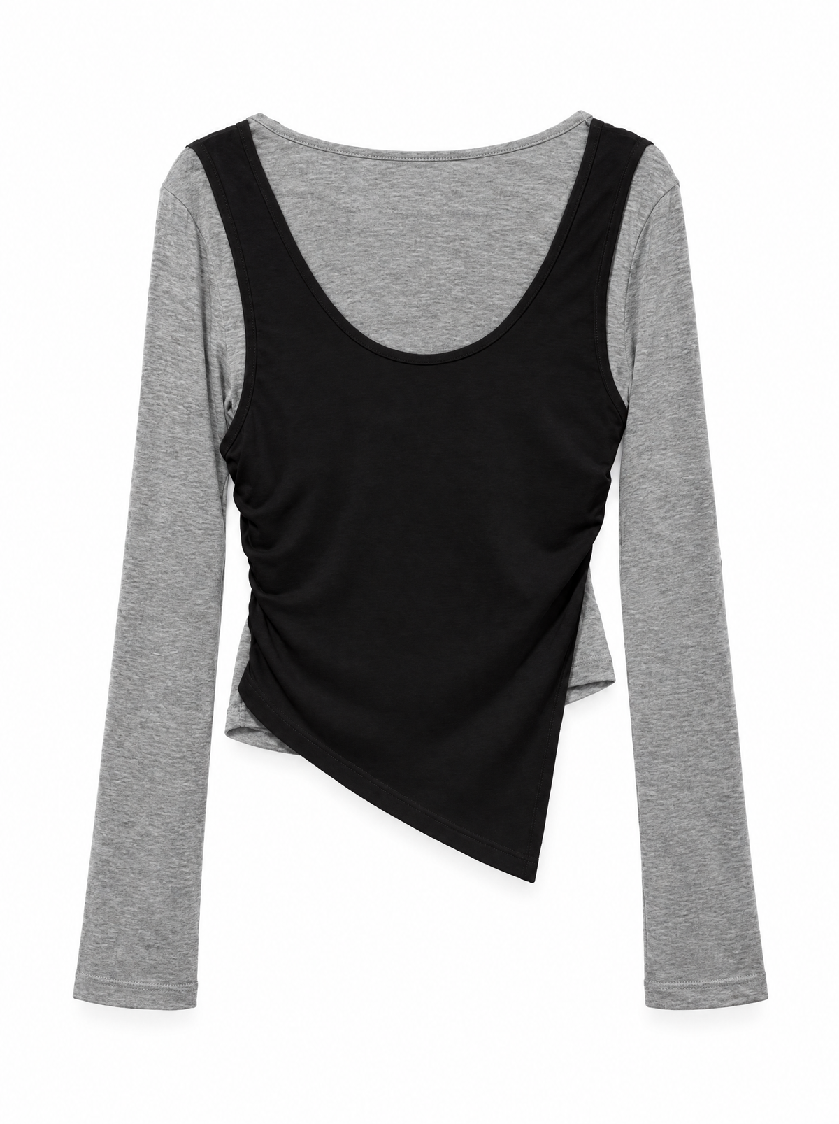 Xinyi Asymmetric Layered Long-Sleeve - Gris