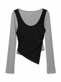 Xinyi Asymmetric Layered Long-Sleeve - Gris