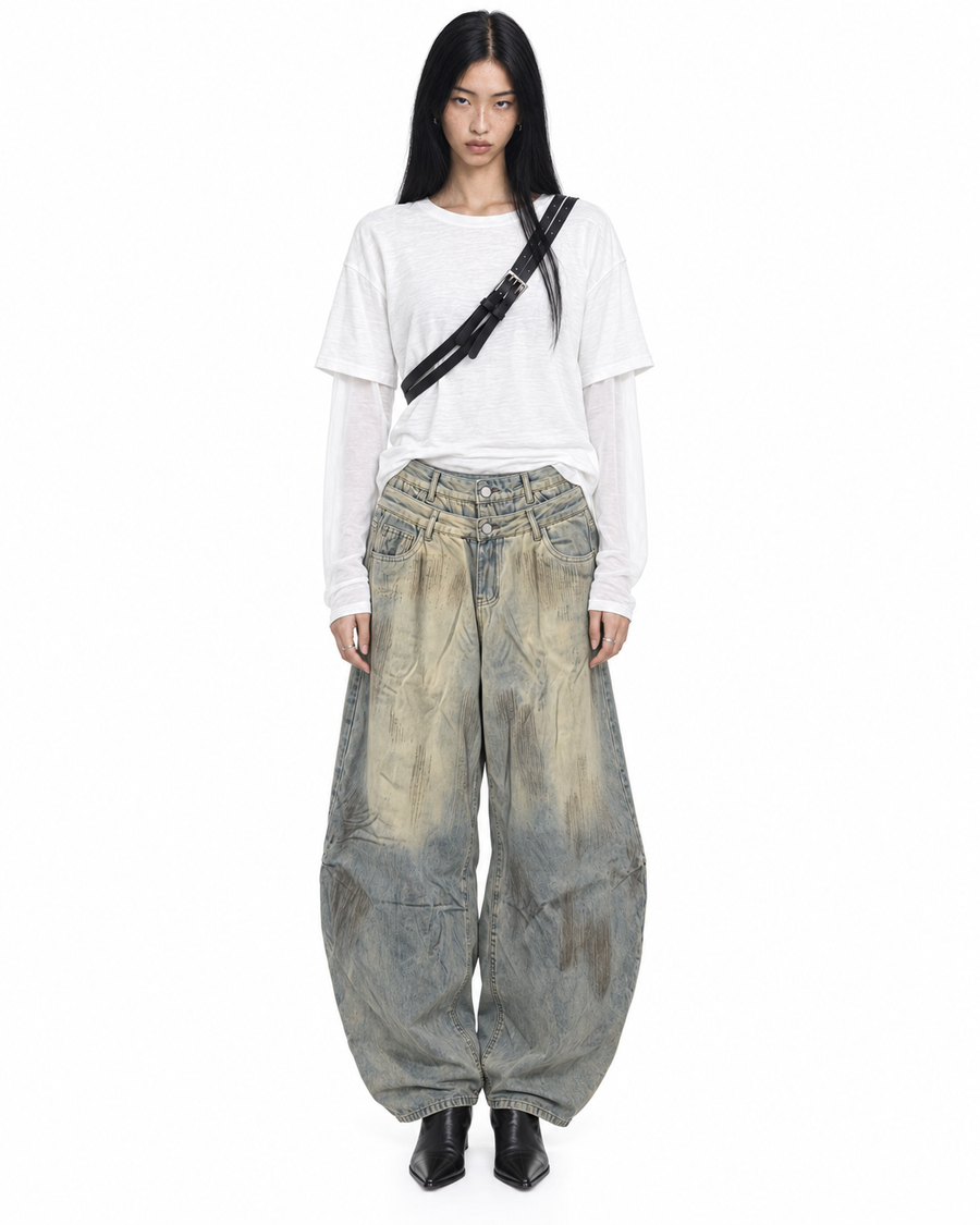 OHKEY The Archive look 10 — White Harness Denim