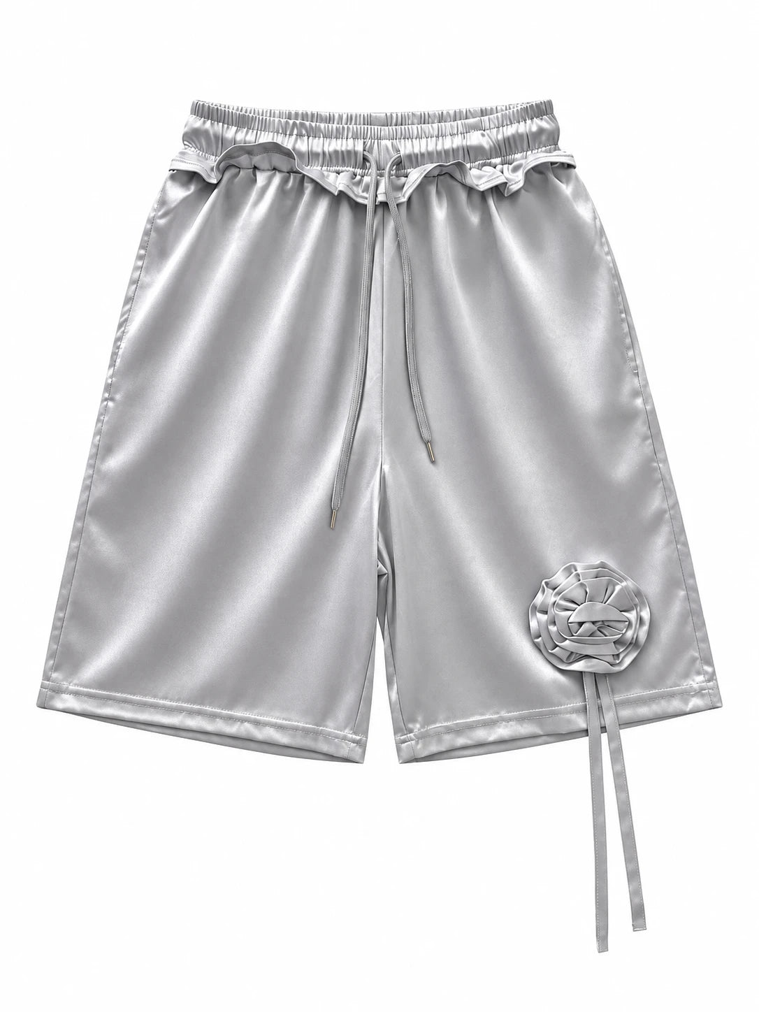 Shanghai Satin Rosette Boxing Shorts - Gris