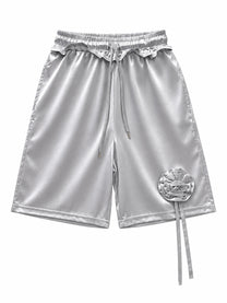 Shanghai Satin Rosette Boxing Shorts - Gris