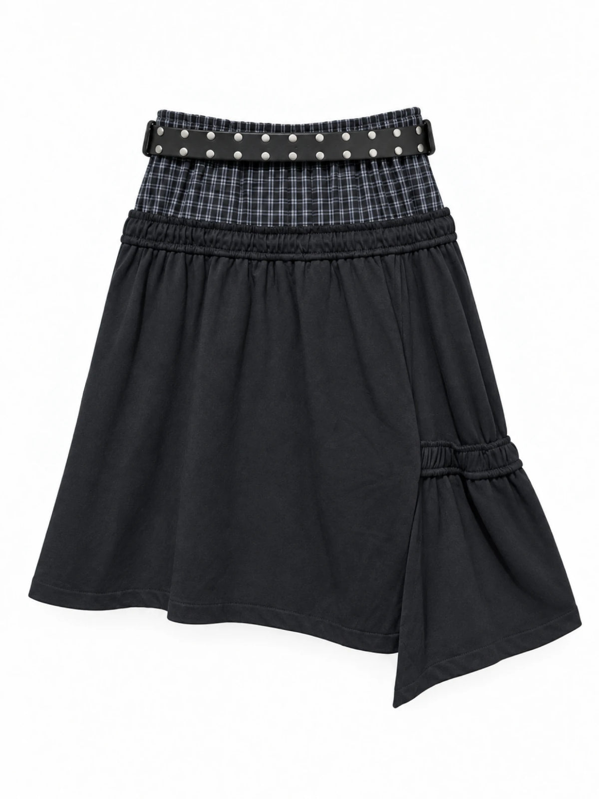 Taipei Plaid-Panel Belted Skirt - Espalda